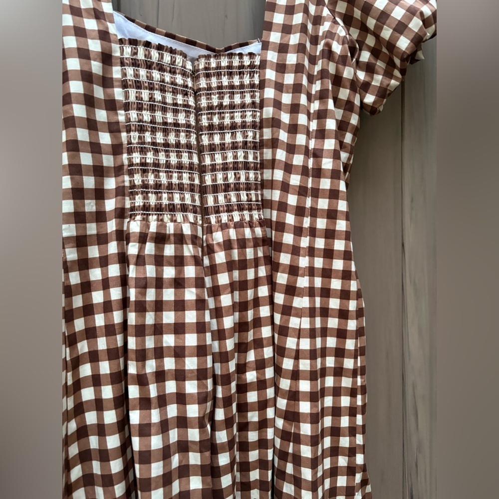 Show me your Mumu Mia Midi Dress Brown Gingham - Picture 11 of 11